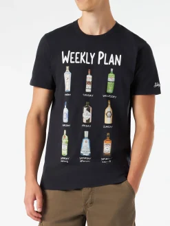 Herren-T-Shirt aus Baumwolle im Vintage-Stil mit Cocktail-Aufdruck