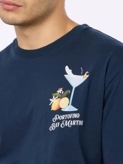 Herren-T-Shirt aus Baumwolle mit platziertem Portofino Bay Martini-Aufdruck | PORTOFINO DRY GIN SONDEREDITION