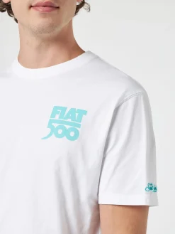 Herren-T-Shirt aus Baumwolle mit platziertem Spiaggina-Aufdruck auf Vorder- und Rückseite | FIAT 500 SONDEREDITION