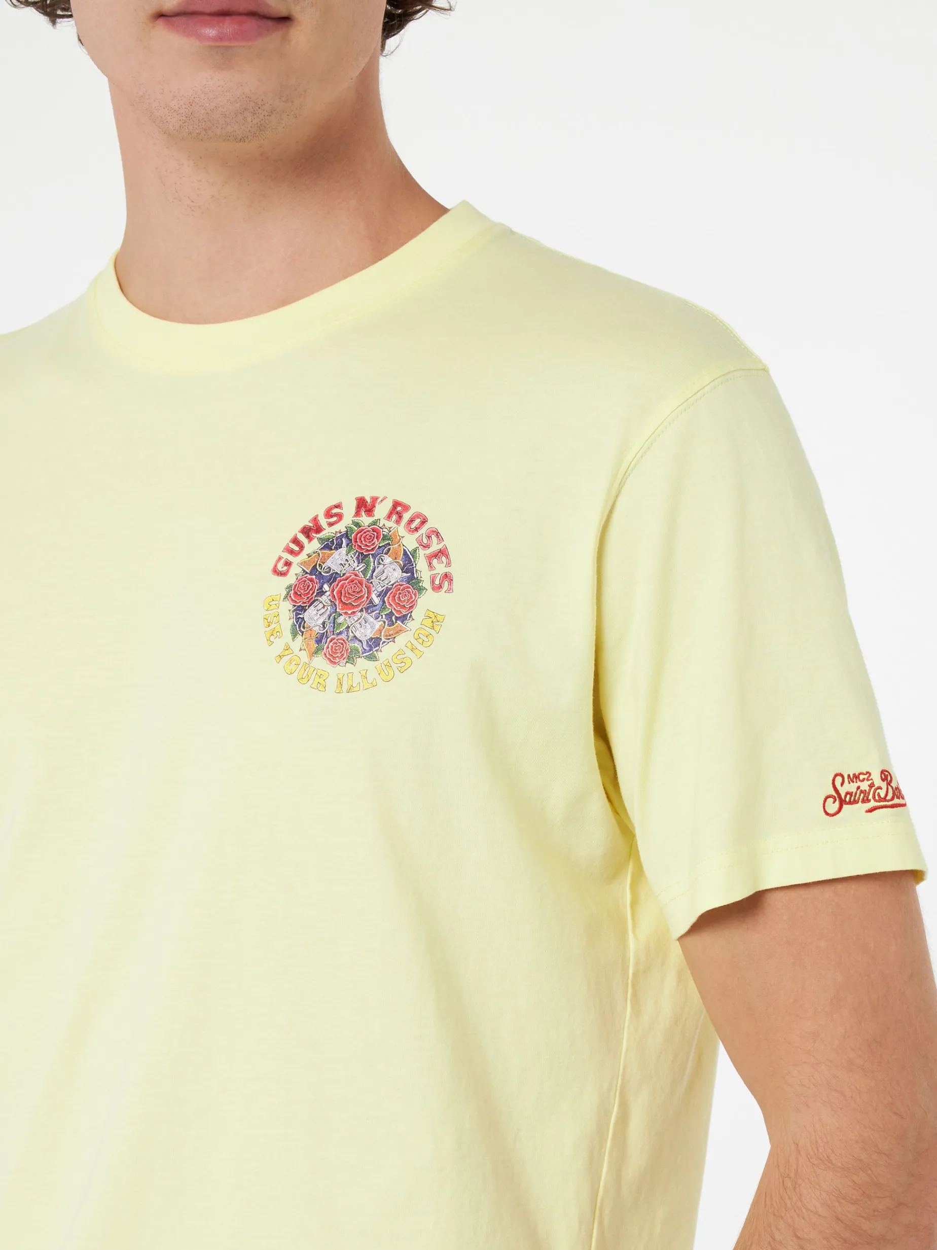 Herren-T-Shirt aus Baumwolle mit platziertem Guns n' Roses-Aufdruck auf Vorder- und Rückseite | GUNS N' ROSES SONDEREDITION