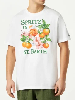 Herren-T-Shirt aus Baumwolle mit buntem Aufdruck