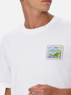 Herren-T-Shirt aus Baumwolle mit Portofino-Postkartendruck auf Vorder- und Rückseite | ALESSANDRO ENRIQUEZ SONDERAUSGABE