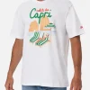 Herren-T-Shirt aus Baumwolle mit platziertem Saluti da Capri-Aufdruck