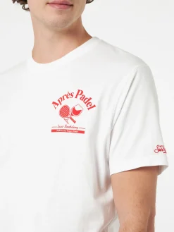 Herren-T-Shirt aus Baumwolle mit platziertem Aprés Padel-Aufdruck