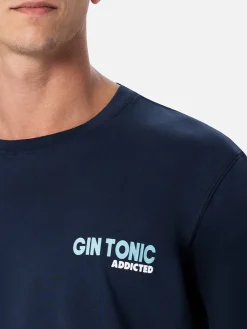Herren-T-Shirt aus Baumwolle mit platziertem Gin Tonic Addicted-Aufdruck