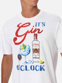 Herren-T-Shirt aus Baumwolle mit platziertem „It's Gin o'clock“-Aufdruck