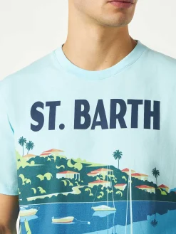 Herren-T-Shirt aus Baumwolle mit Saint-Barth-Postkartendruck