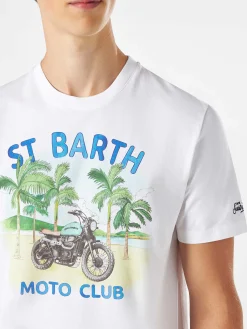 Herren-T-Shirt aus Baumwolle mit Motorradaufdruck
