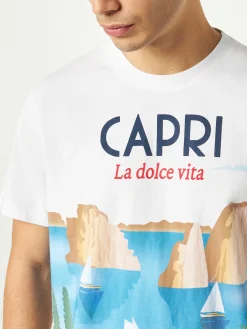 Herren-T-Shirt aus Baumwolle mit Capri-Postkartendruck
