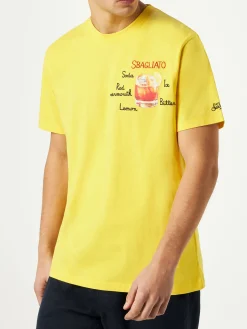 Herren-T-Shirt aus Baumwolle mit Sbagliato-Glasdruck