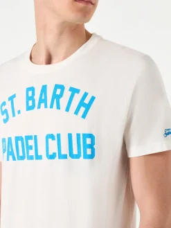Herren-T-Shirt aus Baumwolle im Vintage-Stil mit St. Barth Padel Club-Aufdruck