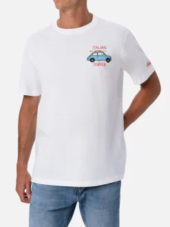 Herren-T-Shirt aus Baumwolle mit platziertem Fiat 500-Aufdruck und Stickerei | FIAT 500 SONDEREDITION
