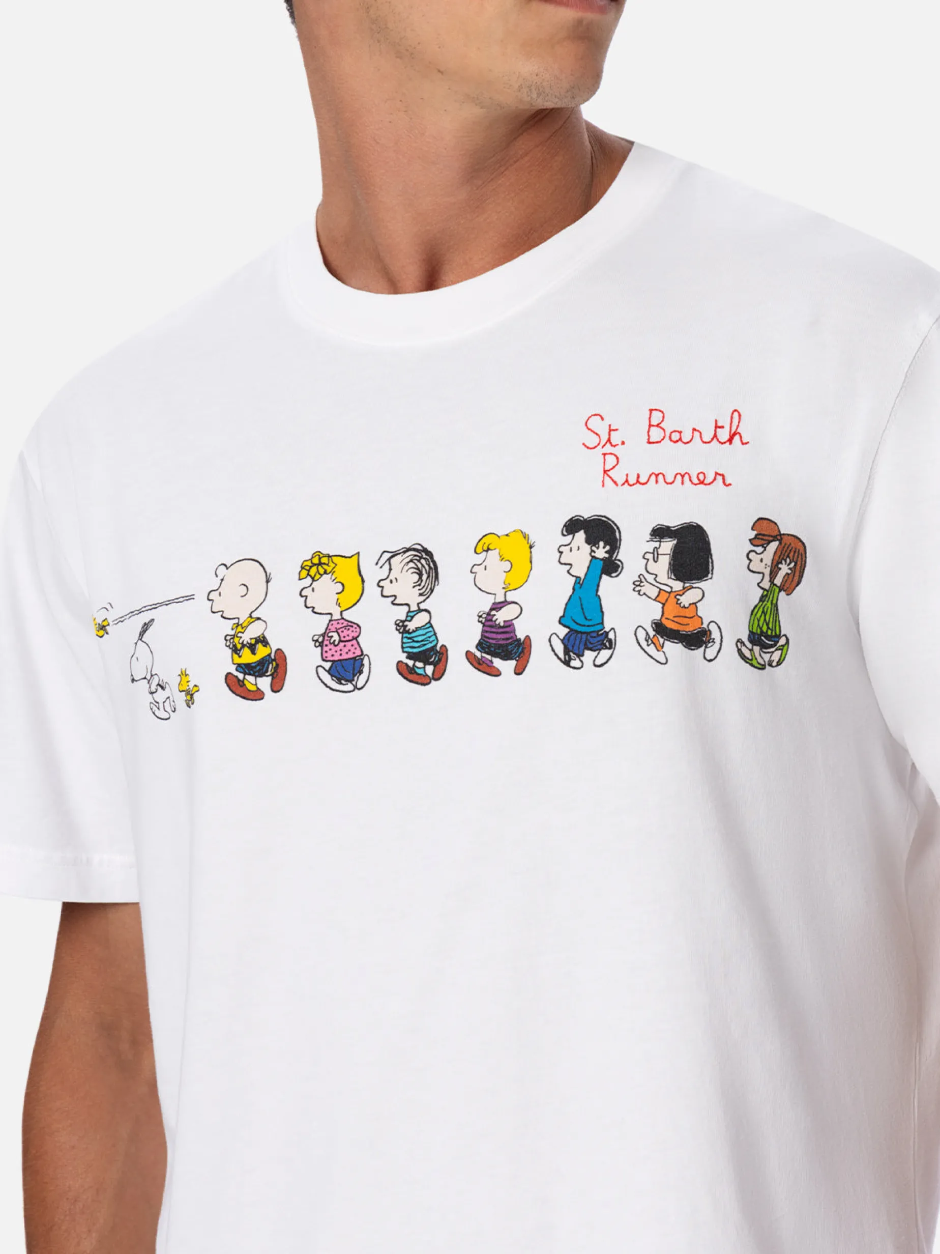 Herren-T-Shirt aus Baumwolle mit Peanuts-Aufdruck und Stickerei | SNOOPY PEANUTS™ SONDEREDITION
