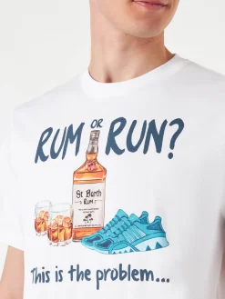 Herren-T-Shirt aus Baumwolle mit Rum or Run-Aufdruck
