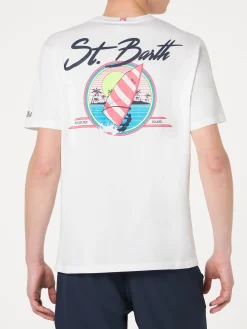Herren-T-Shirt aus Baumwolle mit St. Barth-Surf-Print