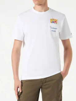Herren-T-Shirt aus Baumwolle mit Estathé Summer Mood-Aufdruck und Stickerei | Estathé® Sonderedition