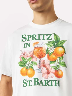 Herren-T-Shirt aus Baumwolle mit buntem Aufdruck