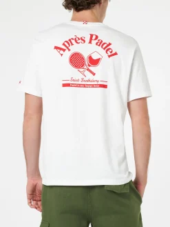 Herren-T-Shirt aus Baumwolle mit platziertem Aprés Padel-Aufdruck