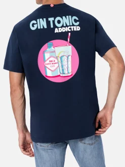 Herren-T-Shirt aus Baumwolle mit platziertem Gin Tonic Addicted-Aufdruck
