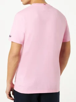 Herren-T-Shirt aus Baumwolle mit Gin- und Blumendruck