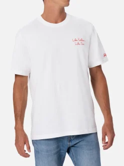 Herren-T-Shirt aus Baumwolle mit The Simpson-Stickerei vorne und Aufdruck hinten | DIE SIMPSON-SONDERAUSGABE