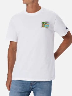 Herren-T-Shirt aus Baumwolle mit St.-Tropez-Postkartendruck auf Vorder- und Rückseite | ALESSANDRO ENRIQUEZ SONDERAUSGABE