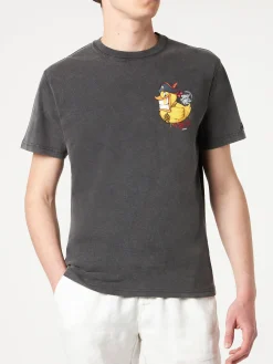 Herren-T-Shirt aus Baumwolle mit „Captain Duck“-Aufdruck auf Vorder- und Rückseite | CRYPTO PUPPETS® SONDERAUSGABE