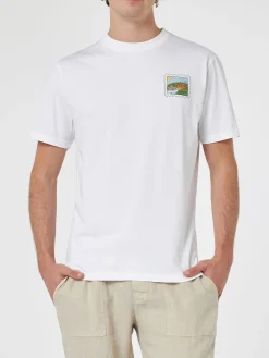 Herren-T-Shirt aus Baumwolle mit Porto Cervo-Postkartendruck auf Vorder- und Rückseite | ALESSANDRO ENRIQUEZ SONDERAUSGABE