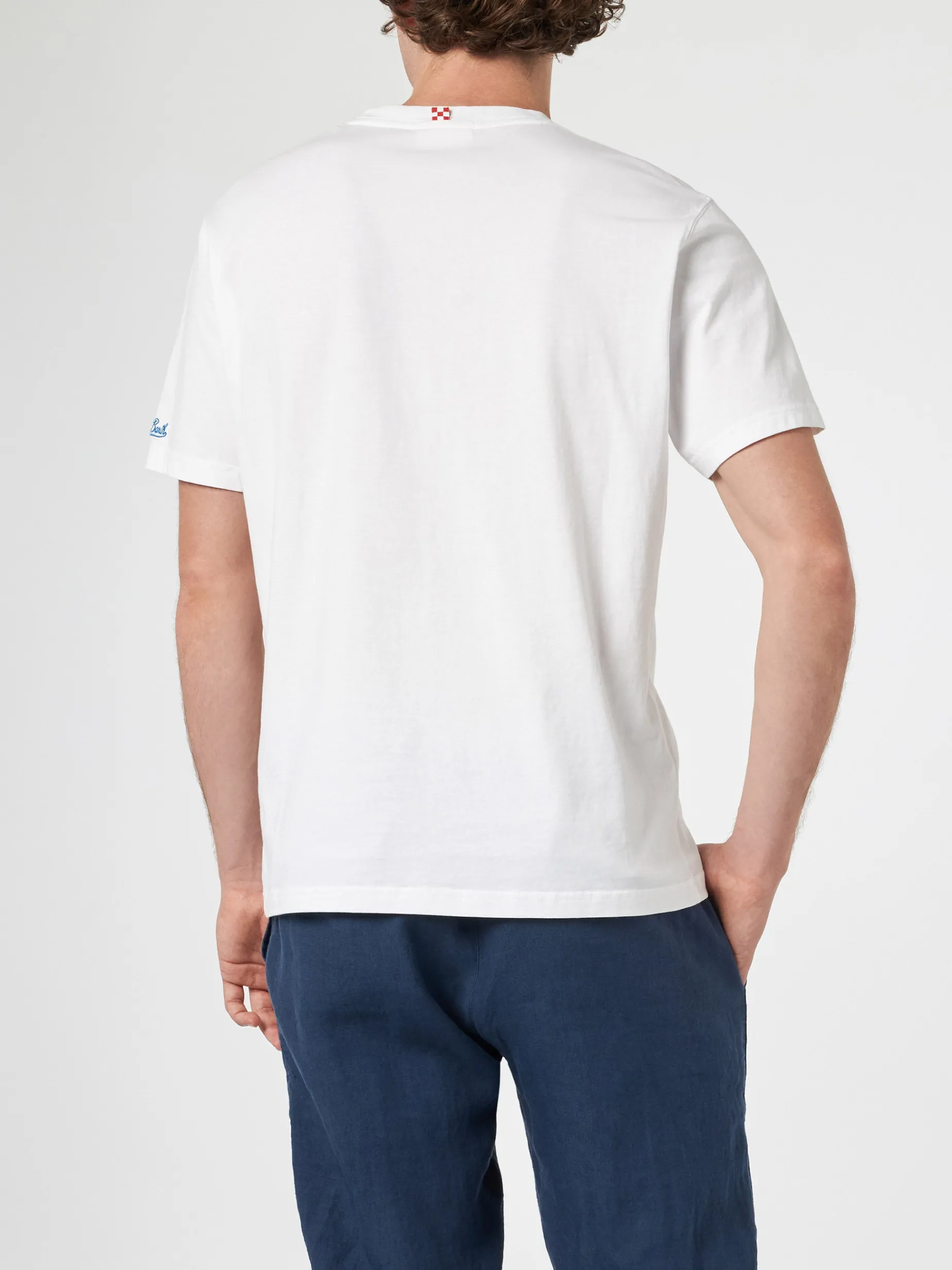 Herren-T-Shirt aus Baumwolle mit Panda-Print und italienischer Surfer-Stickerei | PANDA-SONDERAUSGABE
