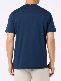 Herren-T-Shirt aus Baumwolle mit Spritz-Stickerei
