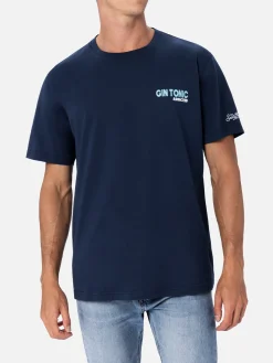 Herren-T-Shirt aus Baumwolle mit platziertem Gin Tonic Addicted-Aufdruck
