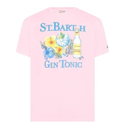 Herren-T-Shirt aus Baumwolle mit Gin- und Blumendruck
