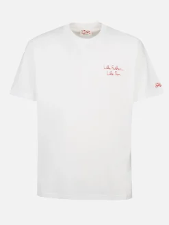 Herren-T-Shirt aus Baumwolle mit The Simpson-Stickerei vorne und Aufdruck hinten | DIE SIMPSON-SONDERAUSGABE
