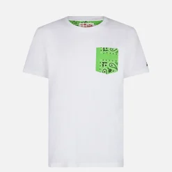 Herren-T-Shirt aus Baumwolle mit grüner Bandana-Tasche
