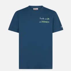 Herren-T-Shirt aus Baumwolle mit Finchè c'è GIN c'è SPERANZA-Stickerei