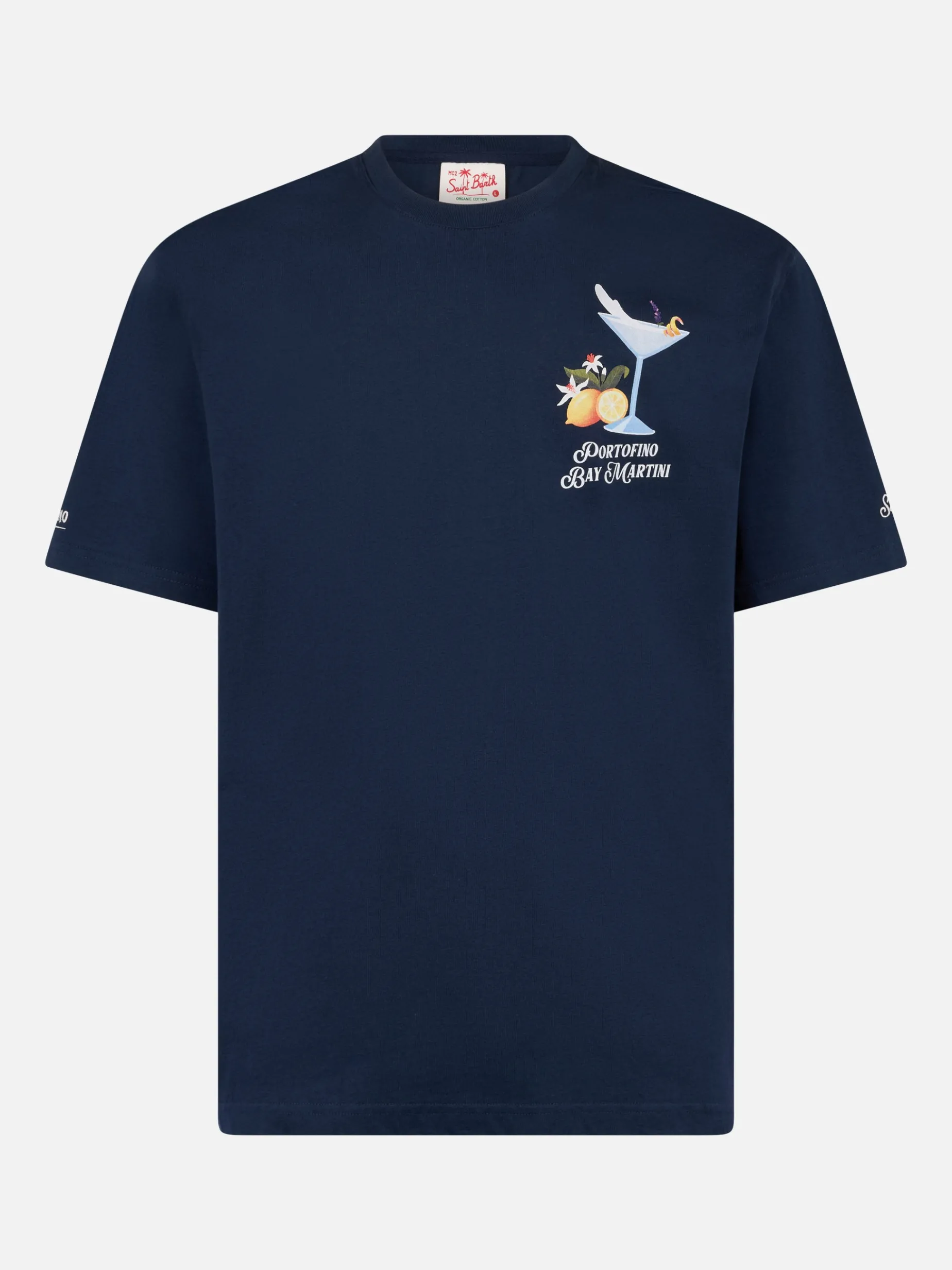Herren-T-Shirt aus Baumwolle mit platziertem Portofino Bay Martini-Aufdruck | PORTOFINO DRY GIN SONDEREDITION