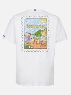 Herren-T-Shirt aus Baumwolle mit Portofino-Postkartendruck auf Vorder- und Rückseite | ALESSANDRO ENRIQUEZ SONDERAUSGABE