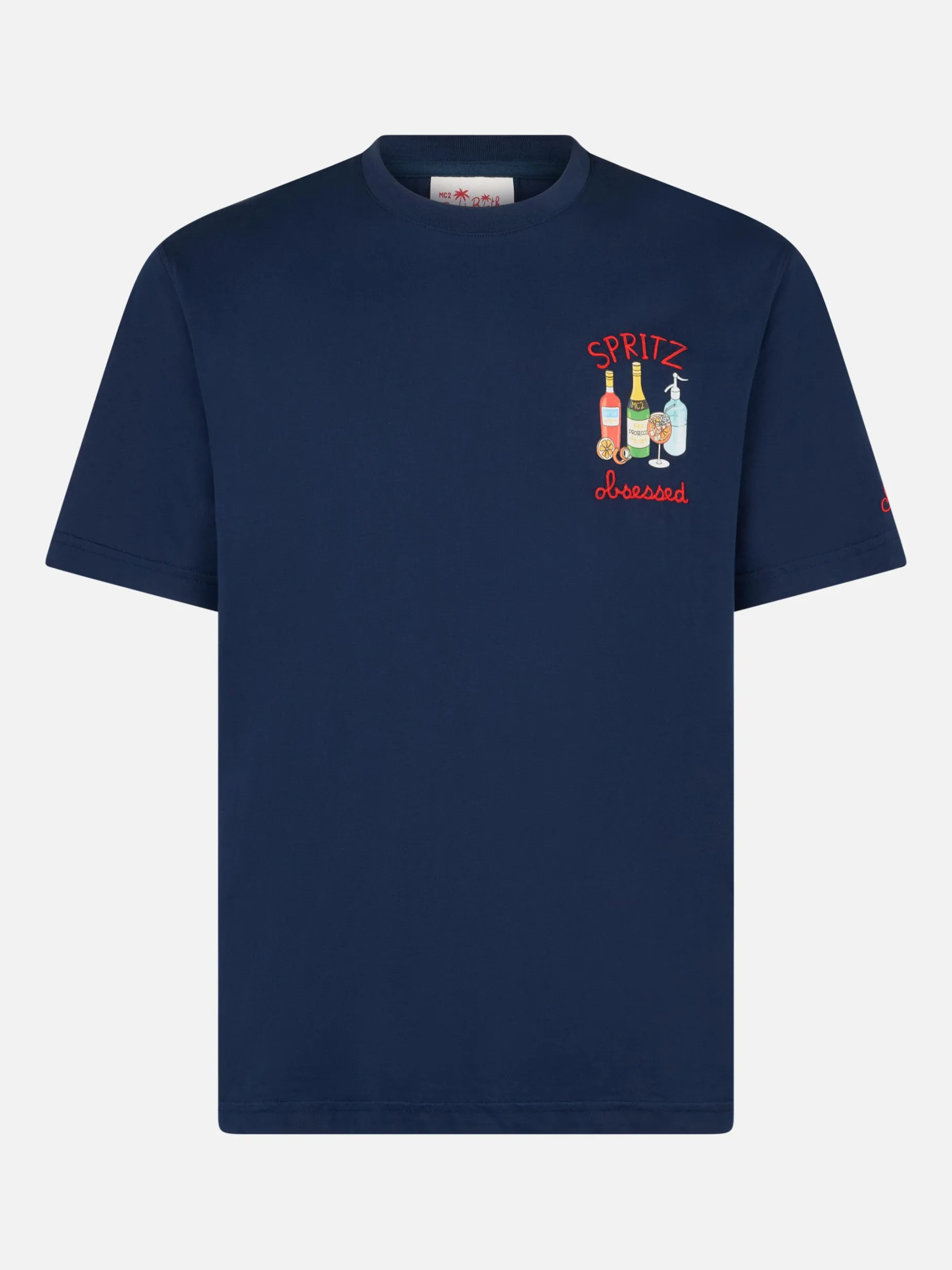 Herren-T-Shirt aus Baumwolle mit Spritz-Stickerei