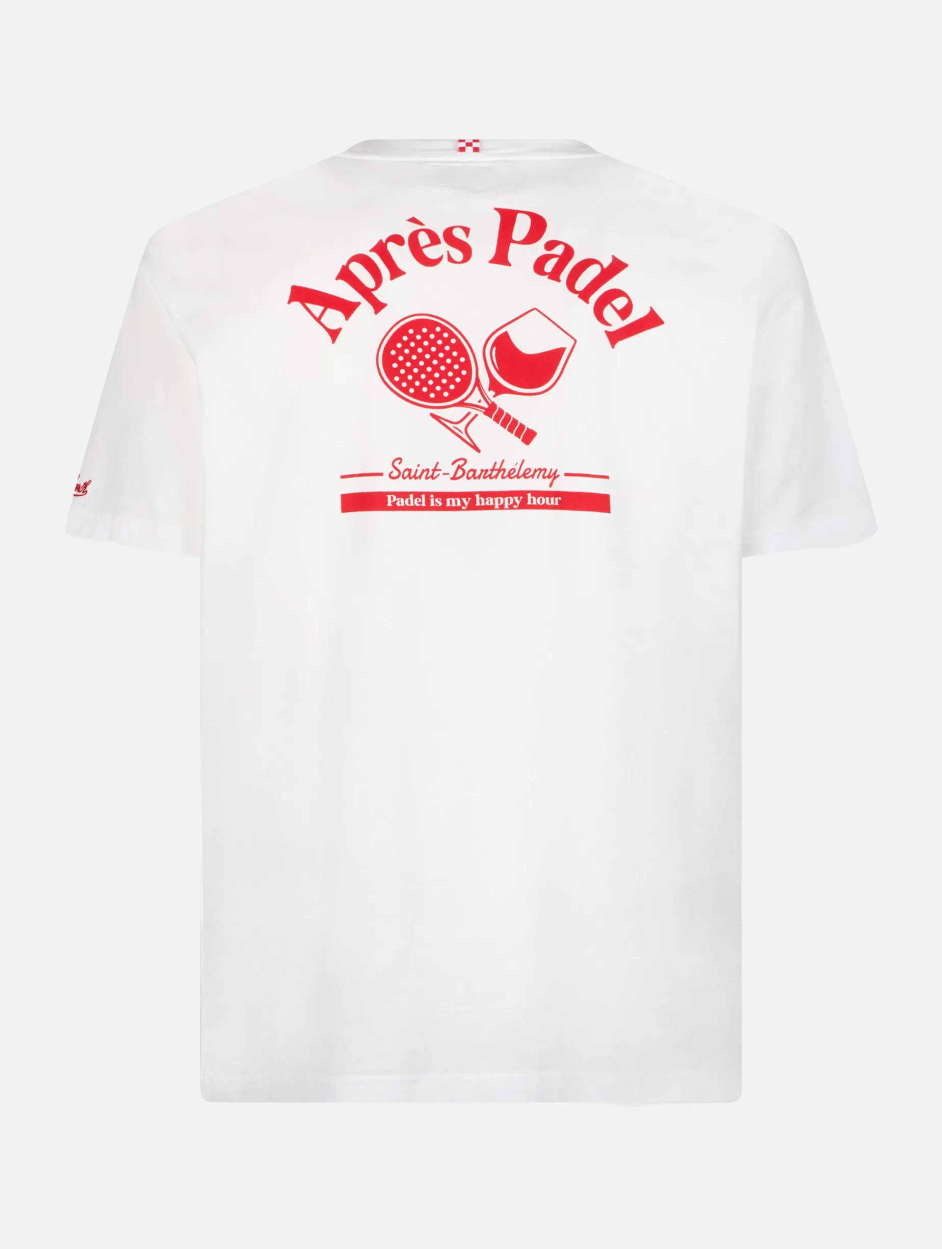 Herren-T-Shirt aus Baumwolle mit platziertem Aprés Padel-Aufdruck