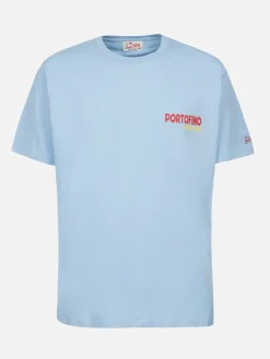 Herren-T-Shirt aus Baumwolle mit platziertem Portofino Addicted-Postkartendruck