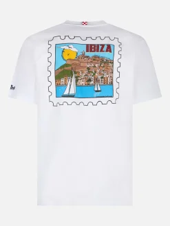 Herren-T-Shirt aus Baumwolle mit Aufdruck „Ibiza-Postkarte“ auf Vorder- und Rückseite | ALESSANDRO ENRIQUEZ SONDERAUSGABE