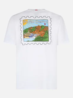 Herren-T-Shirt aus Baumwolle mit Porto Cervo-Postkartendruck auf Vorder- und Rückseite | ALESSANDRO ENRIQUEZ SONDERAUSGABE