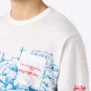 Herren-T-Shirt aus Leinenjersey Ecstasea mit platziertem Portofino-Aufdruck und gestickter Tasche