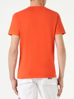 Herren-T-Shirt aus orangefarbener Baumwolle