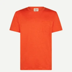 Herren-T-Shirt aus orangefarbenem Leinenjersey