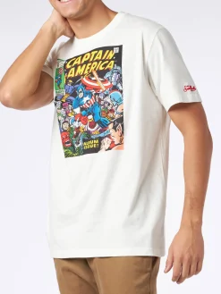 Herren-T-Shirt aus schwerer Baumwolle mit Captain America-Aufdruck | MARVEL-SONDERAUSGABE