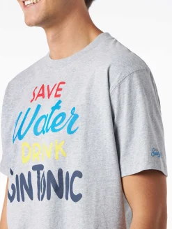 Herren-T-Shirt aus schwerer Baumwolle mit Gin Tonic-Aufdruck