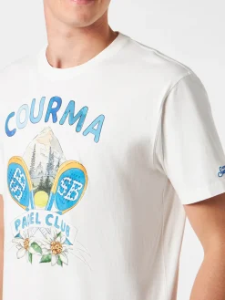 Herren-T-Shirt aus schwerer Baumwolle mit Courma Padel Club-Aufdruck