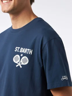 Herren-T-Shirt aus schwerer Baumwolle mit Padel-Aufdruck
