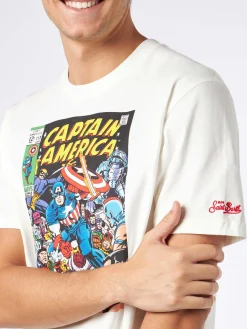 Herren-T-Shirt aus schwerer Baumwolle mit Captain America-Aufdruck | MARVEL-SONDERAUSGABE